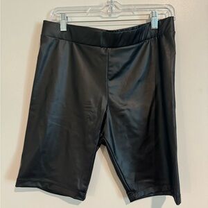Leather biker shorts